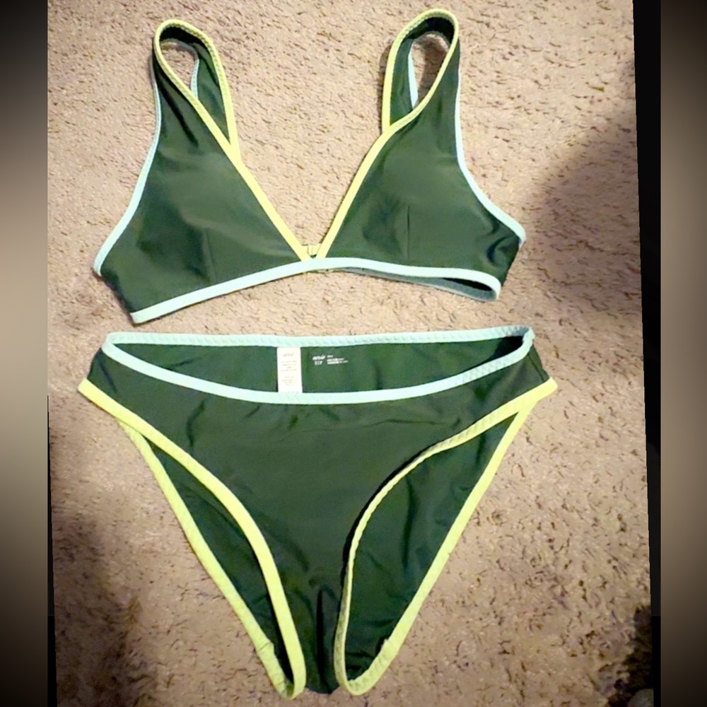 Aerie Green and Yellow Sporty Bikini